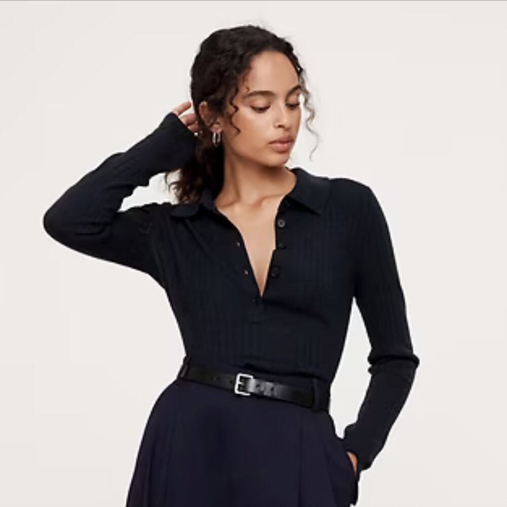 Banana Republic Ribbed Merino Sweater Polo